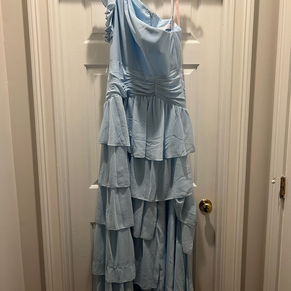 NWT Mac Duggal One-Shoulder Light Blue Dress - Picture 5 of 5